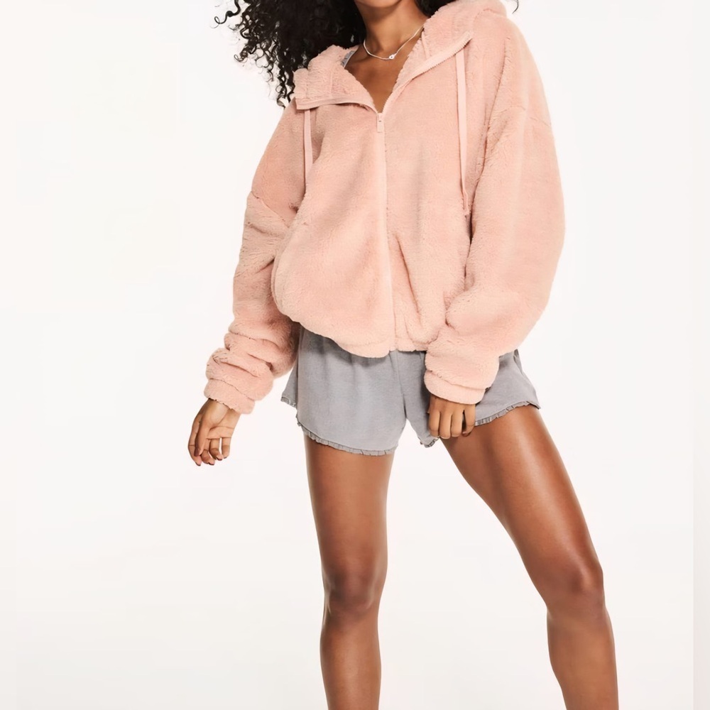 Aeropostale Pink Teddy Jacket Cozy Oversized Style